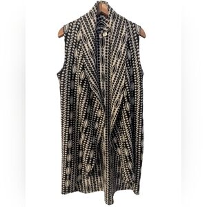 ANTHROPOLOGIE Moth Sleeveless Open Front Cardigan Duster Size XS/S Black Cream